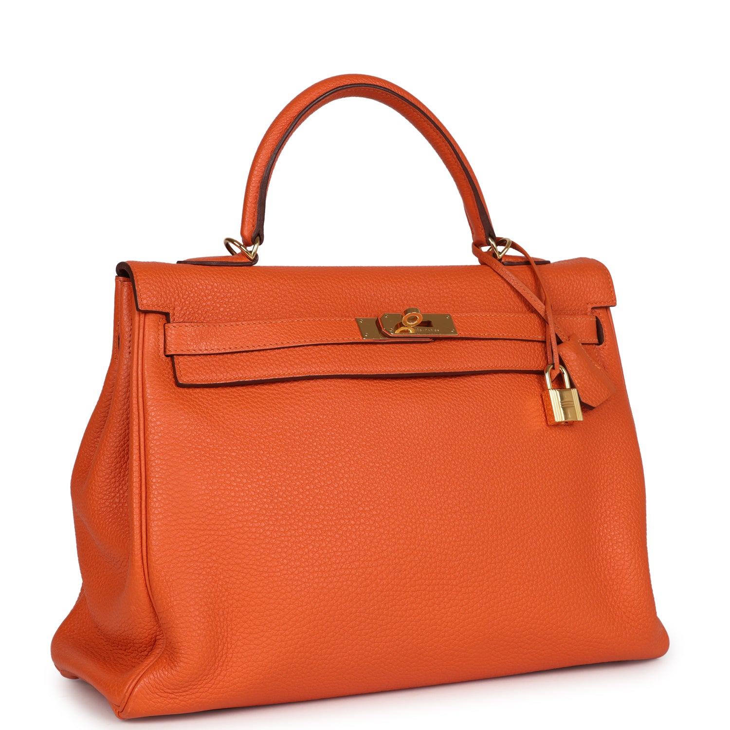 Kelly Retourne 35 Orange Togo Gold Hardware Bag