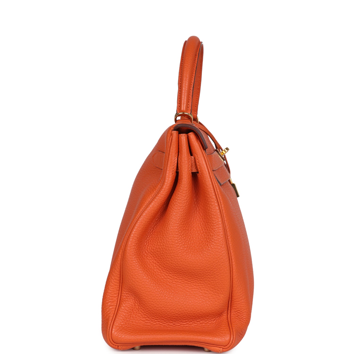 Kelly Retourne 35 Orange Togo Gold Hardware Bag