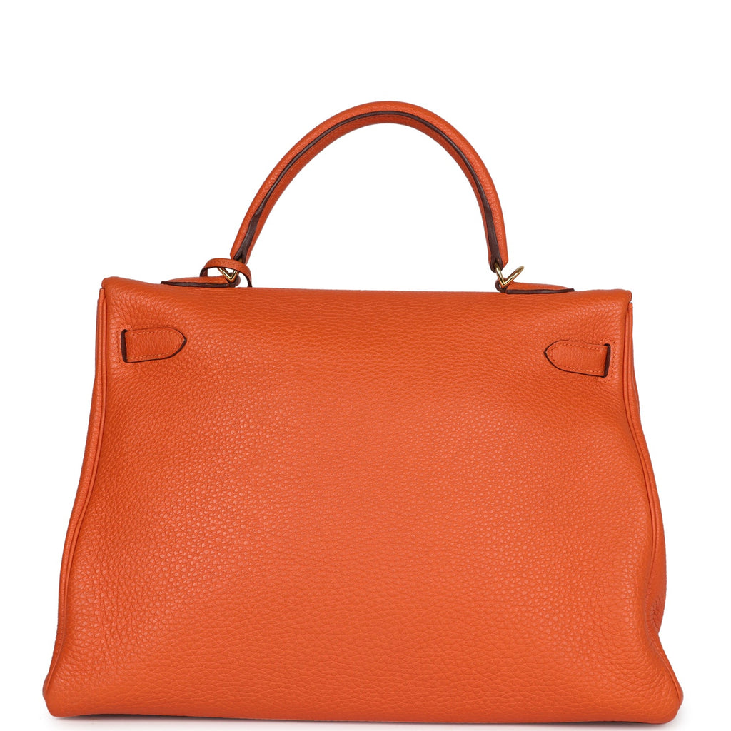 Kelly Retourne 35 Orange Togo Gold Hardware Bag