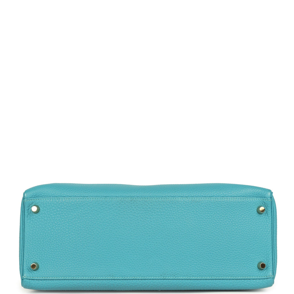 Kelly Retourne 35 Turquoise Togo Gold Hardware Bag