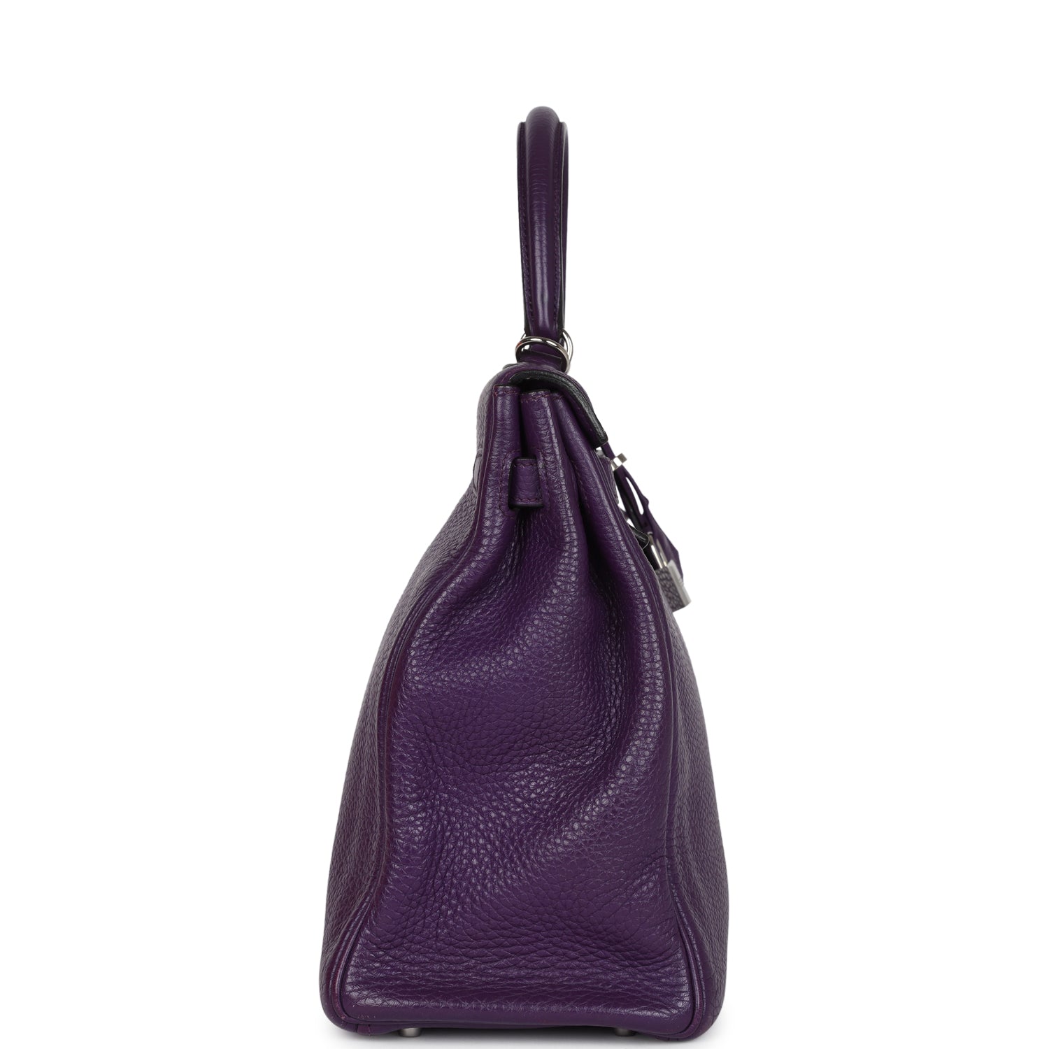 Kelly Retourne 35 Ultraviolet Clemence Palladium Hardware Bag