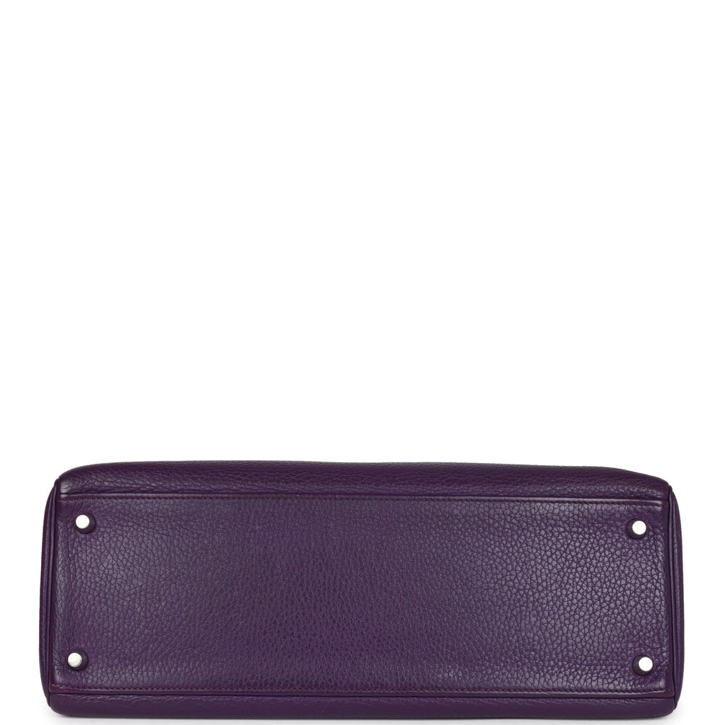 Kelly Retourne 35 Ultraviolet Clemence Palladium Hardware Bag