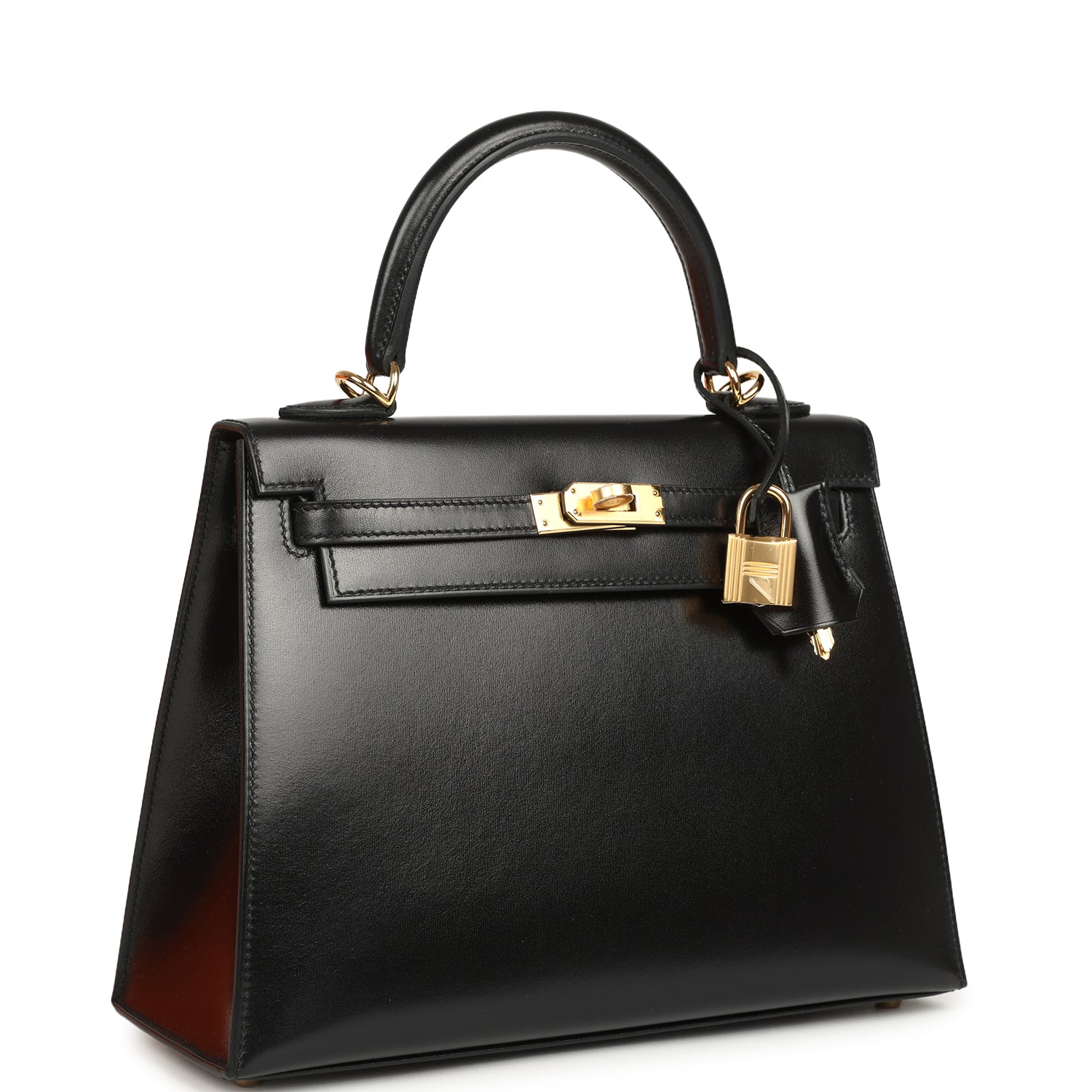 Kelly Sellier 25 Black Box Gold Hardware Bag