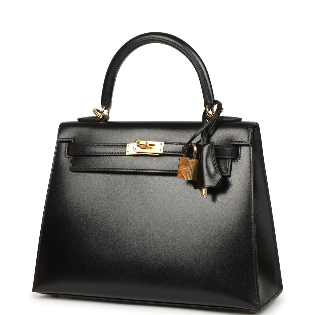 Kelly Sellier 25 Black Box Gold Hardware Bag
