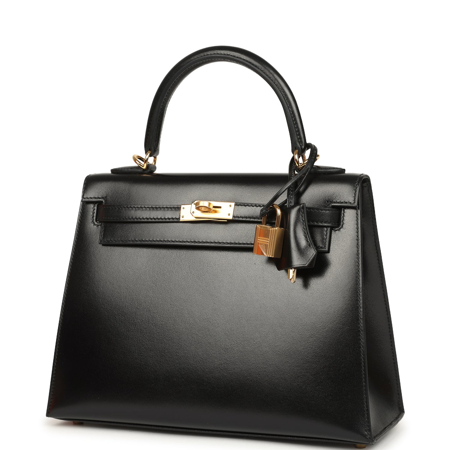 Kelly Sellier 25 Black Box Gold Hardware Bag