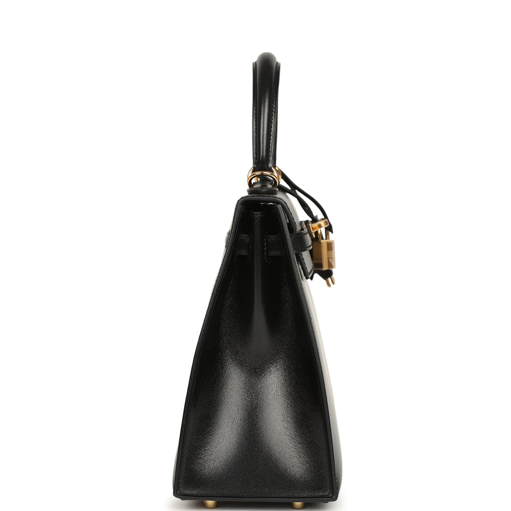 Kelly Sellier 25 Black Box Gold Hardware Bag