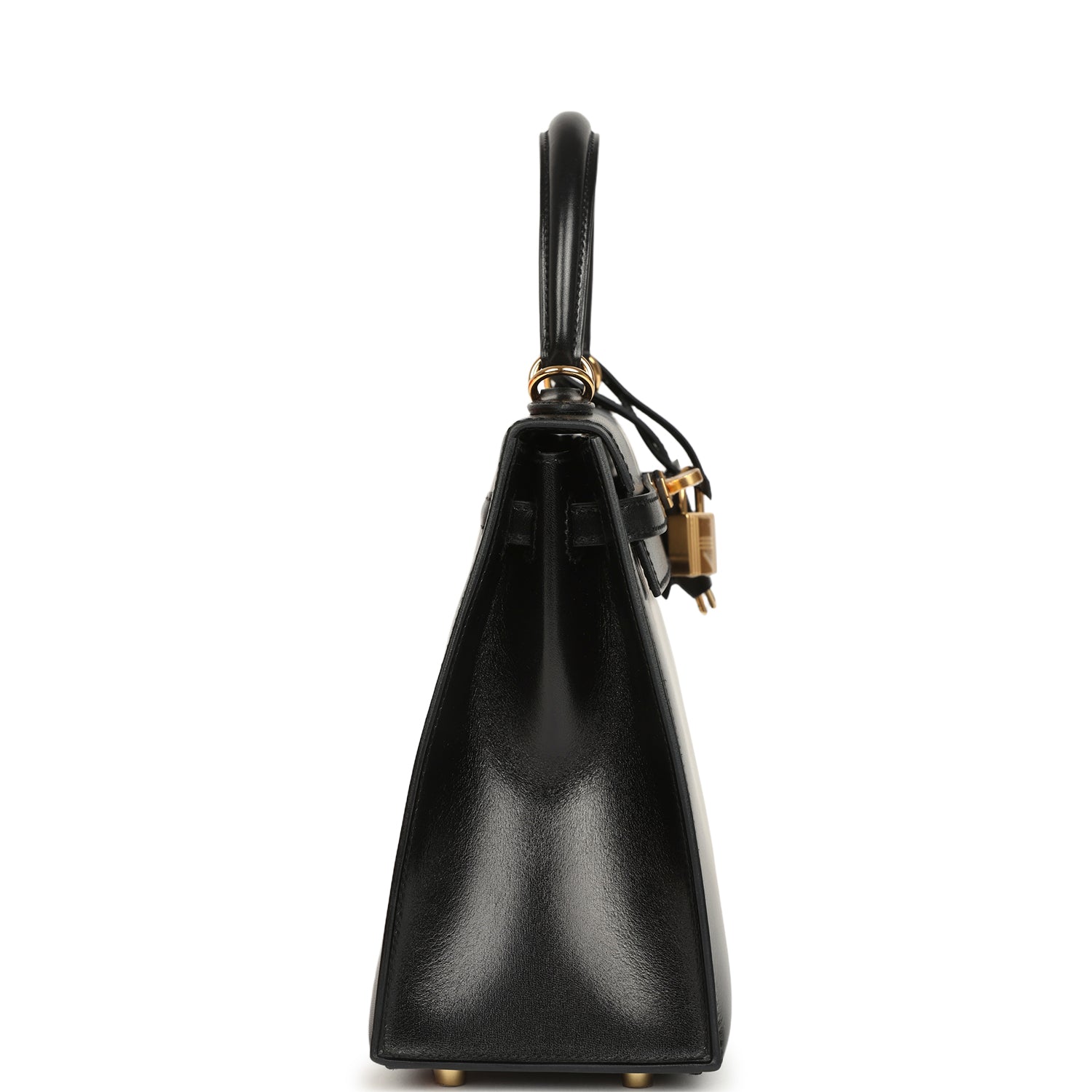 Kelly Sellier 25 Black Box Gold Hardware Bag