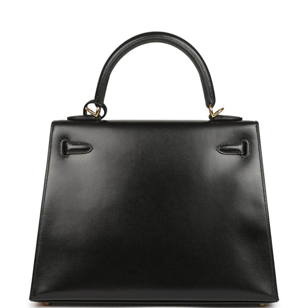 Kelly Sellier 25 Black Box Gold Hardware Bag