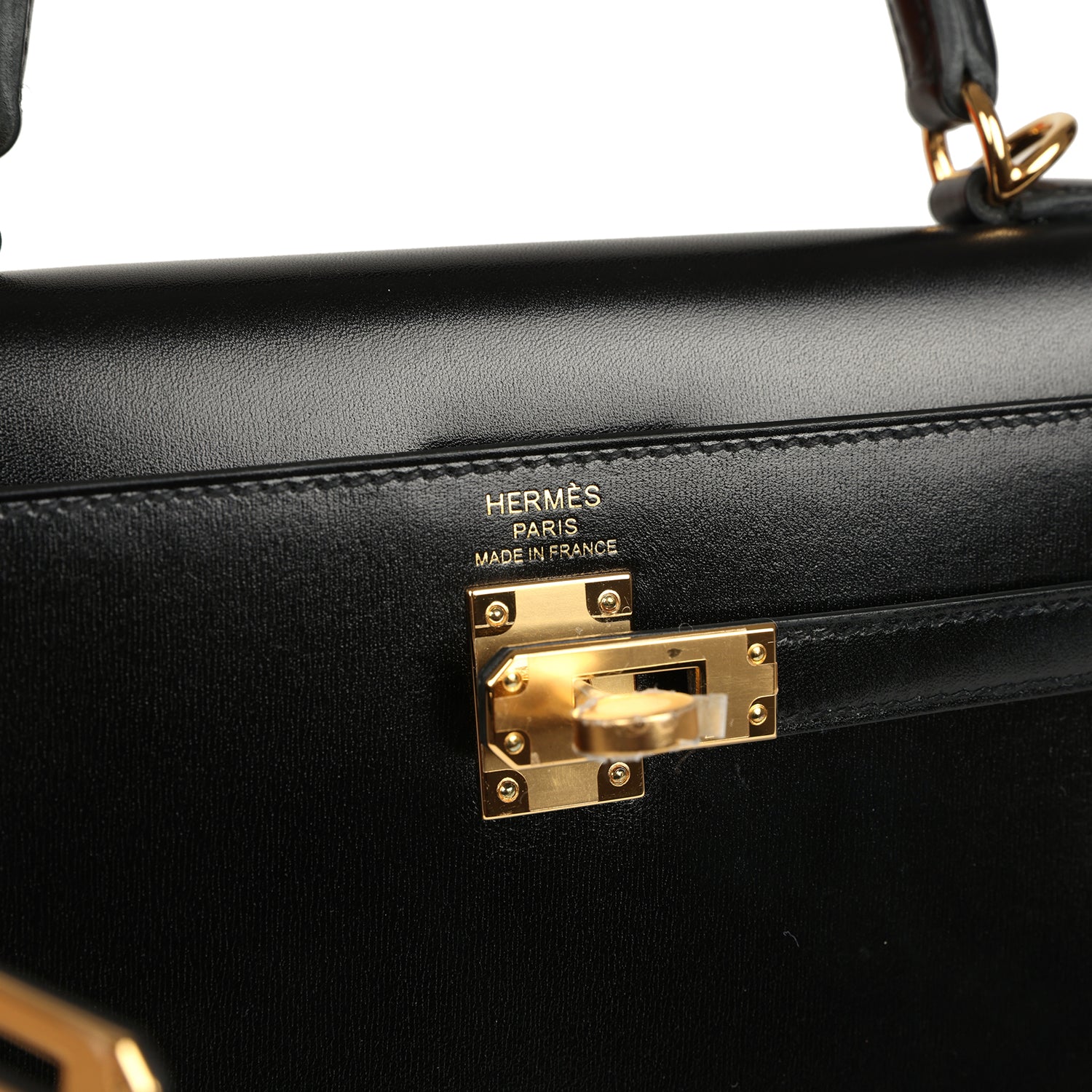 Kelly Sellier 25 Black Box Gold Hardware Bag