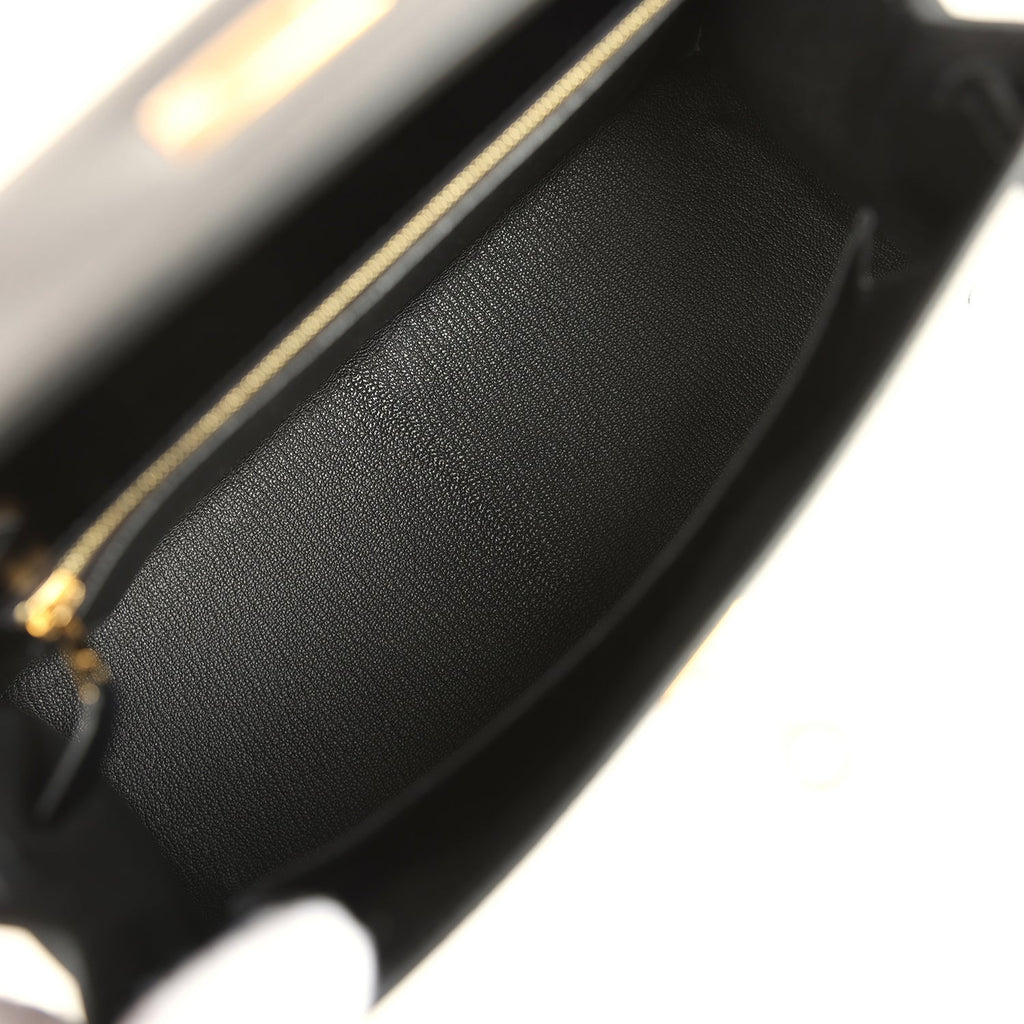 Kelly Sellier 25 Black Box Gold Hardware Bag