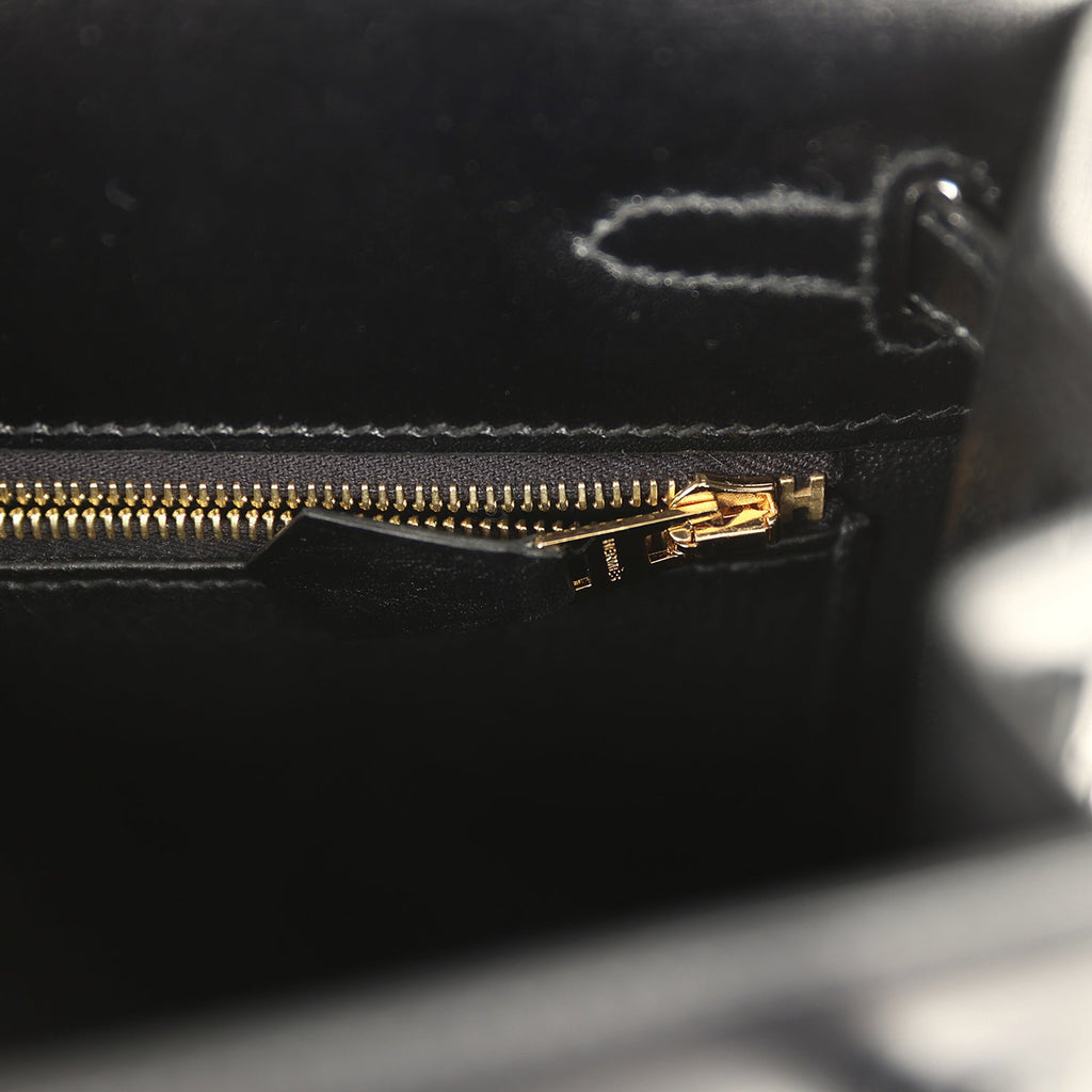 Kelly Sellier 25 Black Box Gold Hardware Bag