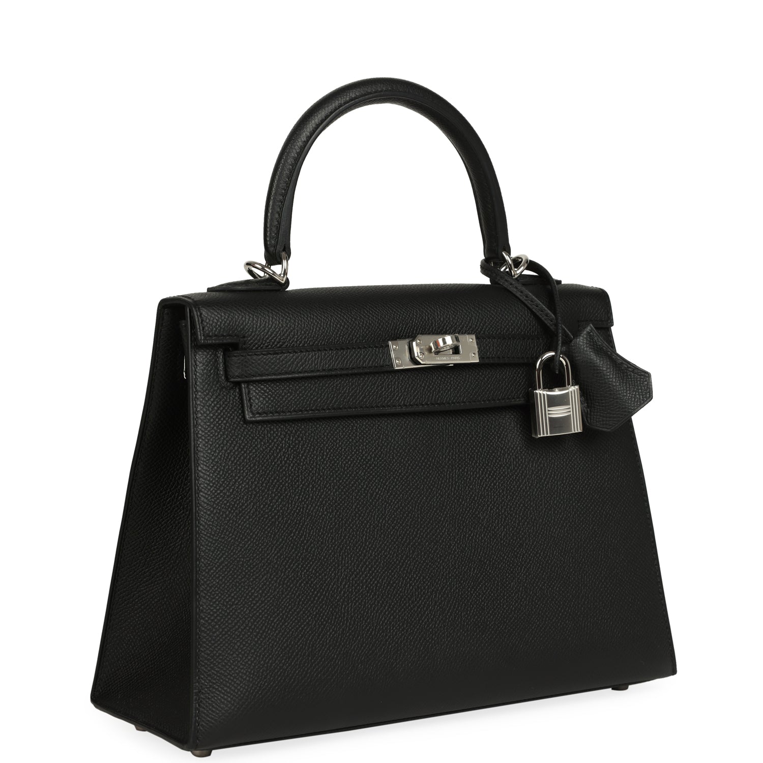 Kelly Sellier 25 Black Epsom Palladium Hardware Bag