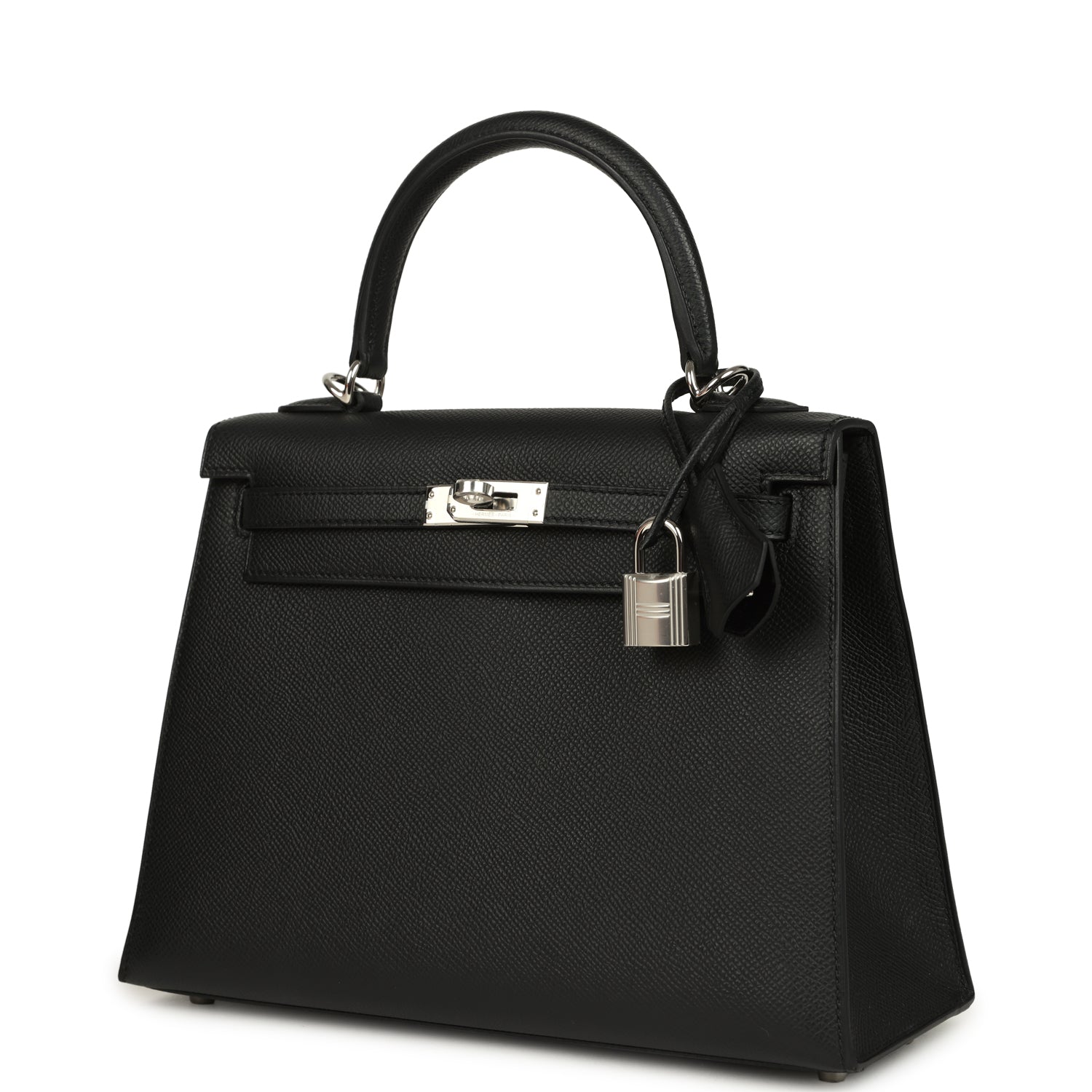 Kelly Sellier 25 Black Epsom Palladium Hardware Bag