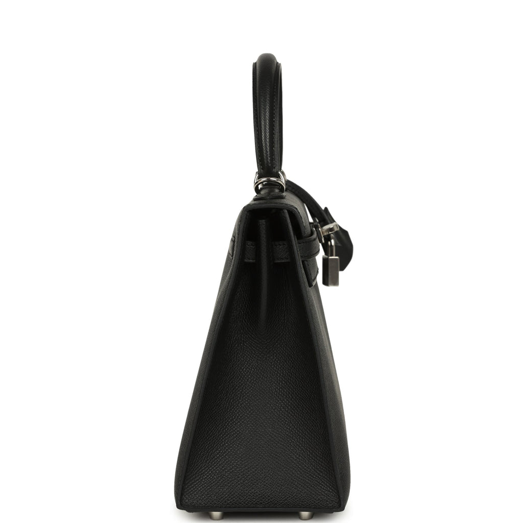 Kelly Sellier 25 Black Epsom Palladium Hardware Bag