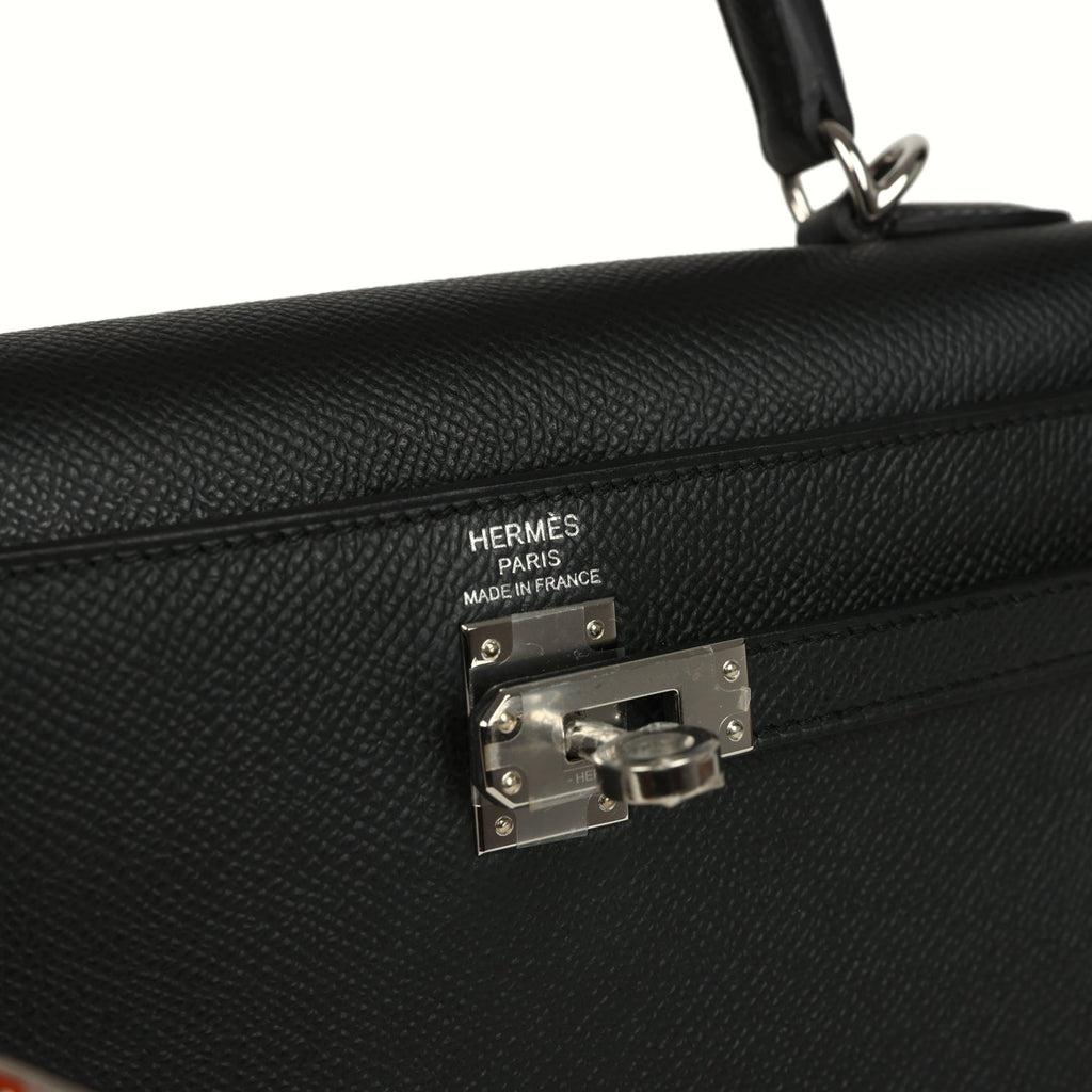 Kelly Sellier 25 Black Epsom Palladium Hardware Bag