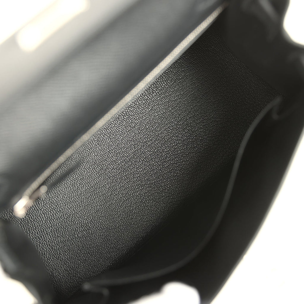 Kelly Sellier 25 Black Epsom Palladium Hardware Bag