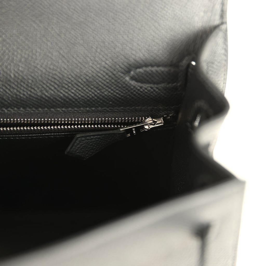Kelly Sellier 25 Black Epsom Palladium Hardware Bag