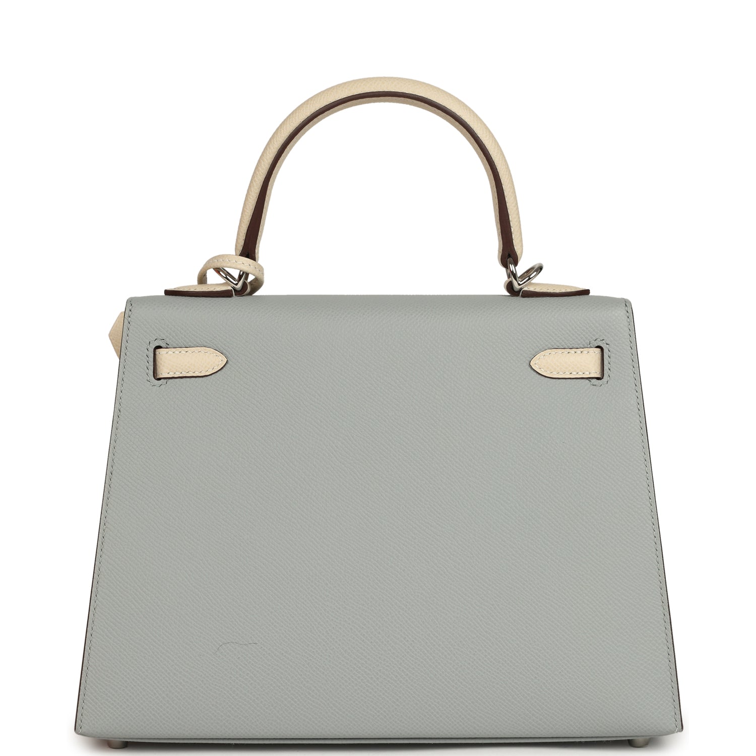 Kelly Sellier 25 Bleu Glacier and Craie Epsom Palladium Hardware Bag