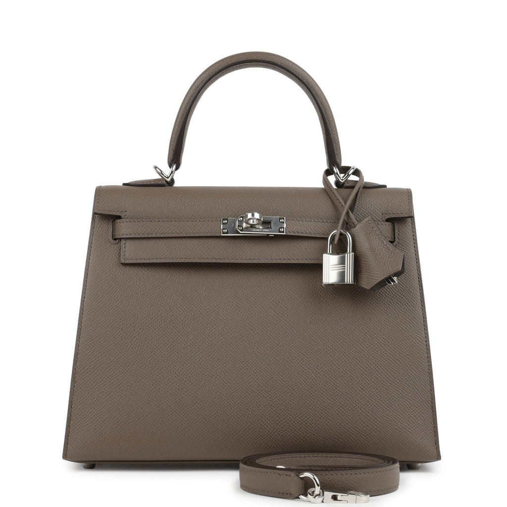 Kelly Sellier 25 Etain Epsom Palladium Hardware Bag