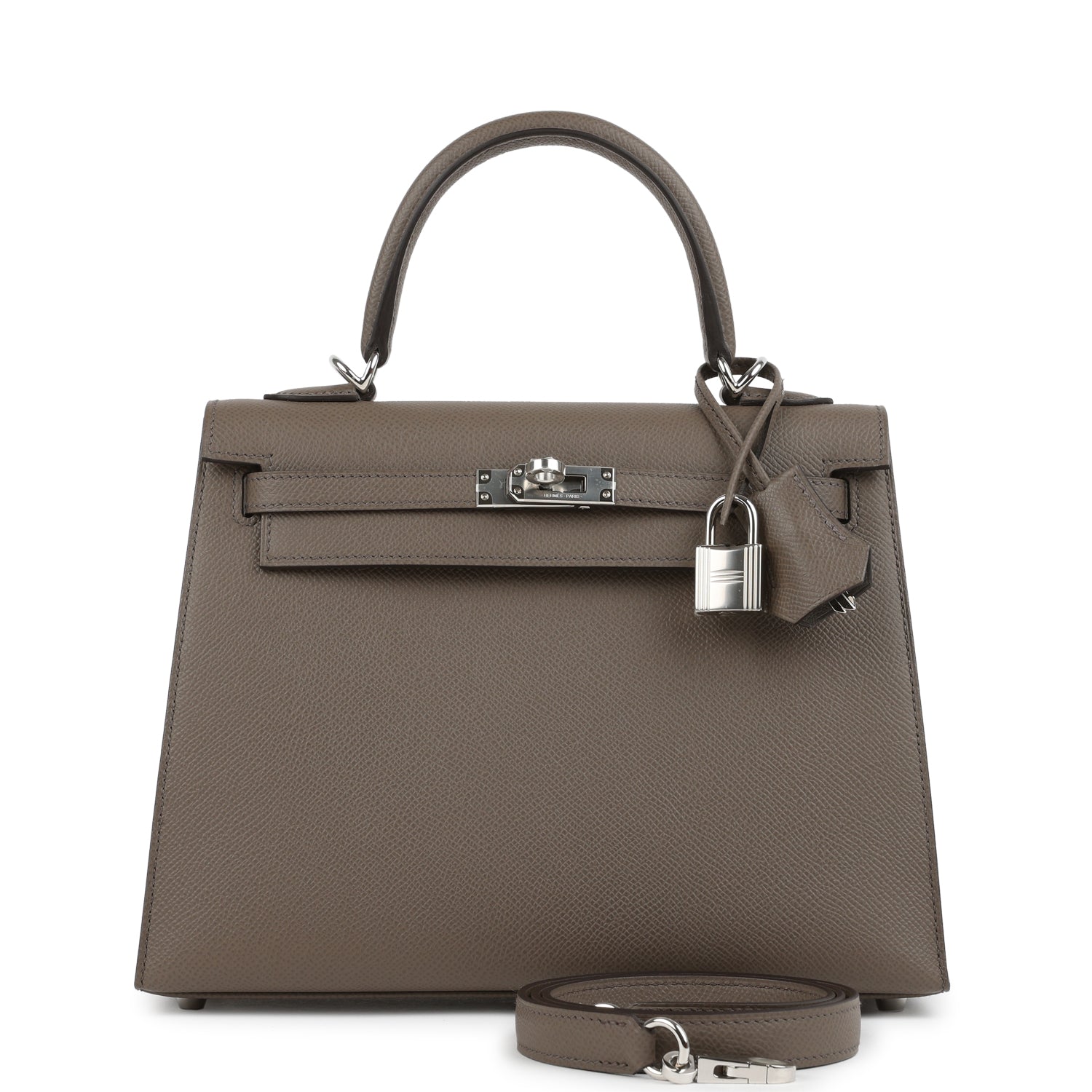 Kelly Sellier 25 Etain Epsom Palladium Hardware Bag