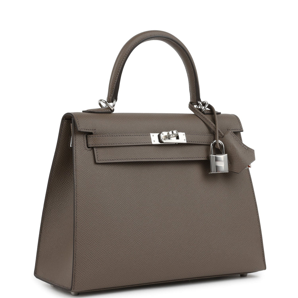 Kelly Sellier 25 Etain Epsom Palladium Hardware Bag