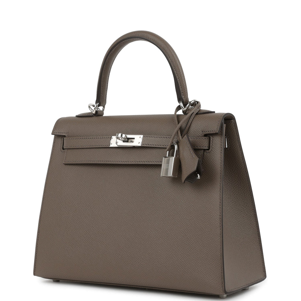 Kelly Sellier 25 Etain Epsom Palladium Hardware Bag