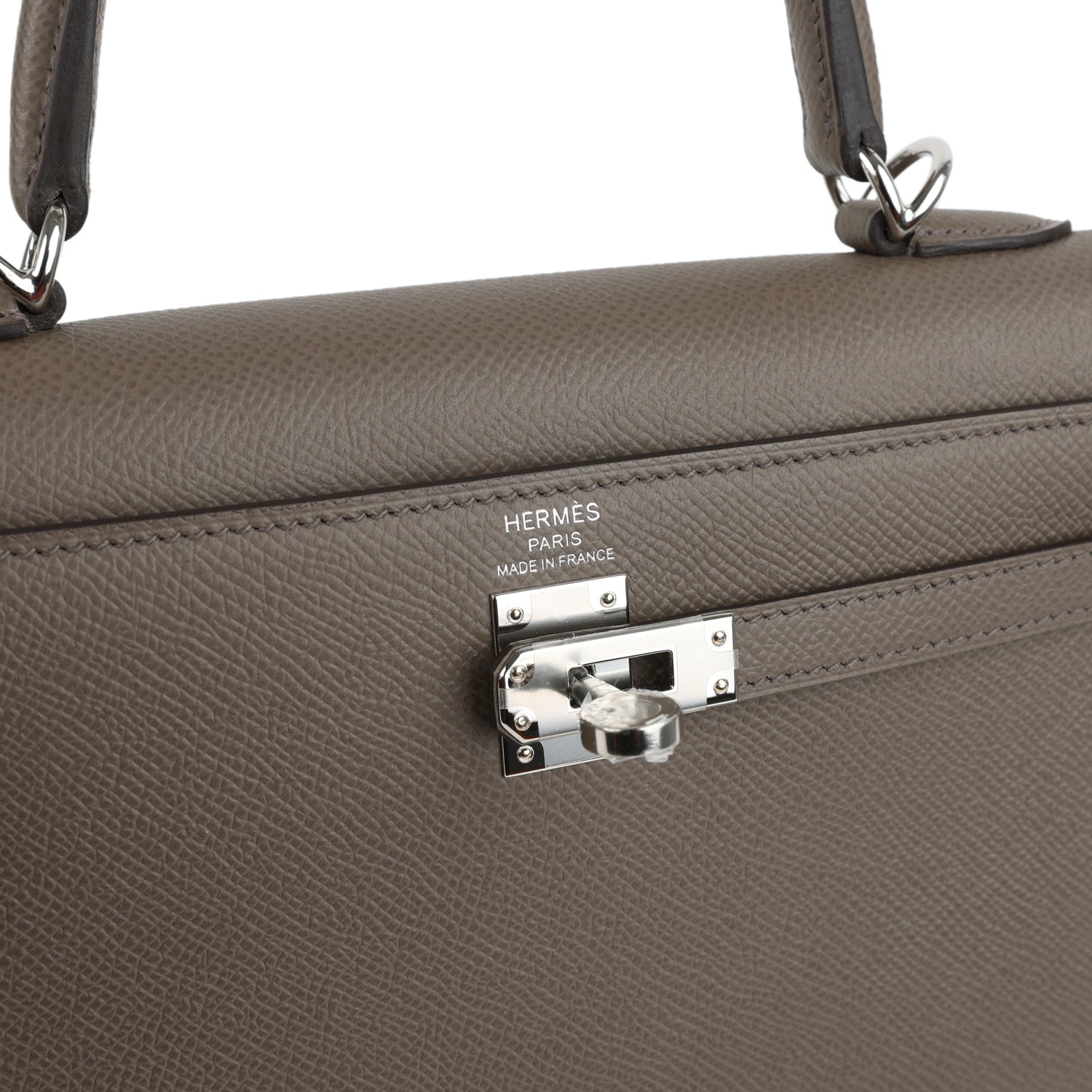 Kelly Sellier 25 Etain Epsom Palladium Hardware Bag