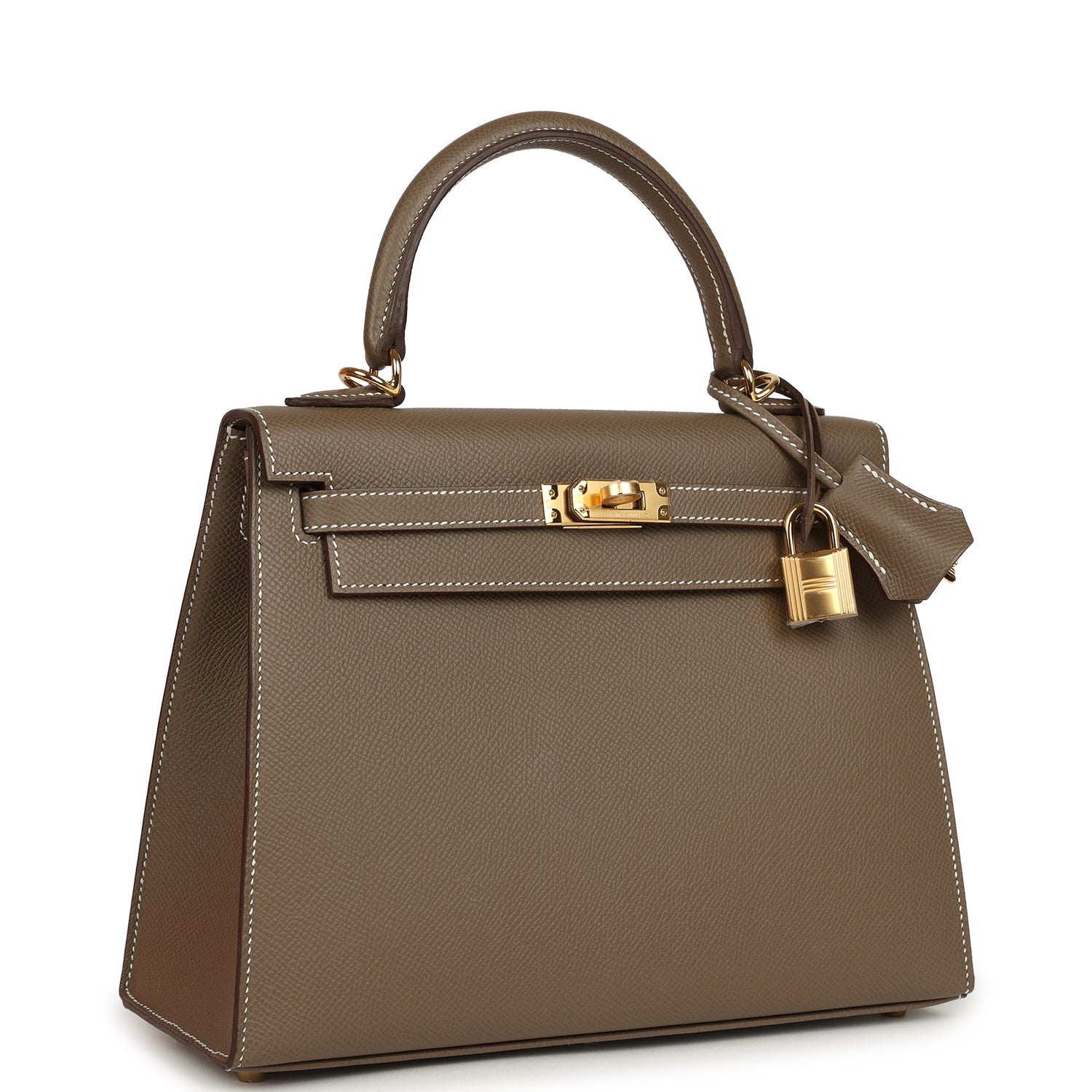 Kelly Sellier 25 Etoupe Epsom Gold Hardware Bag