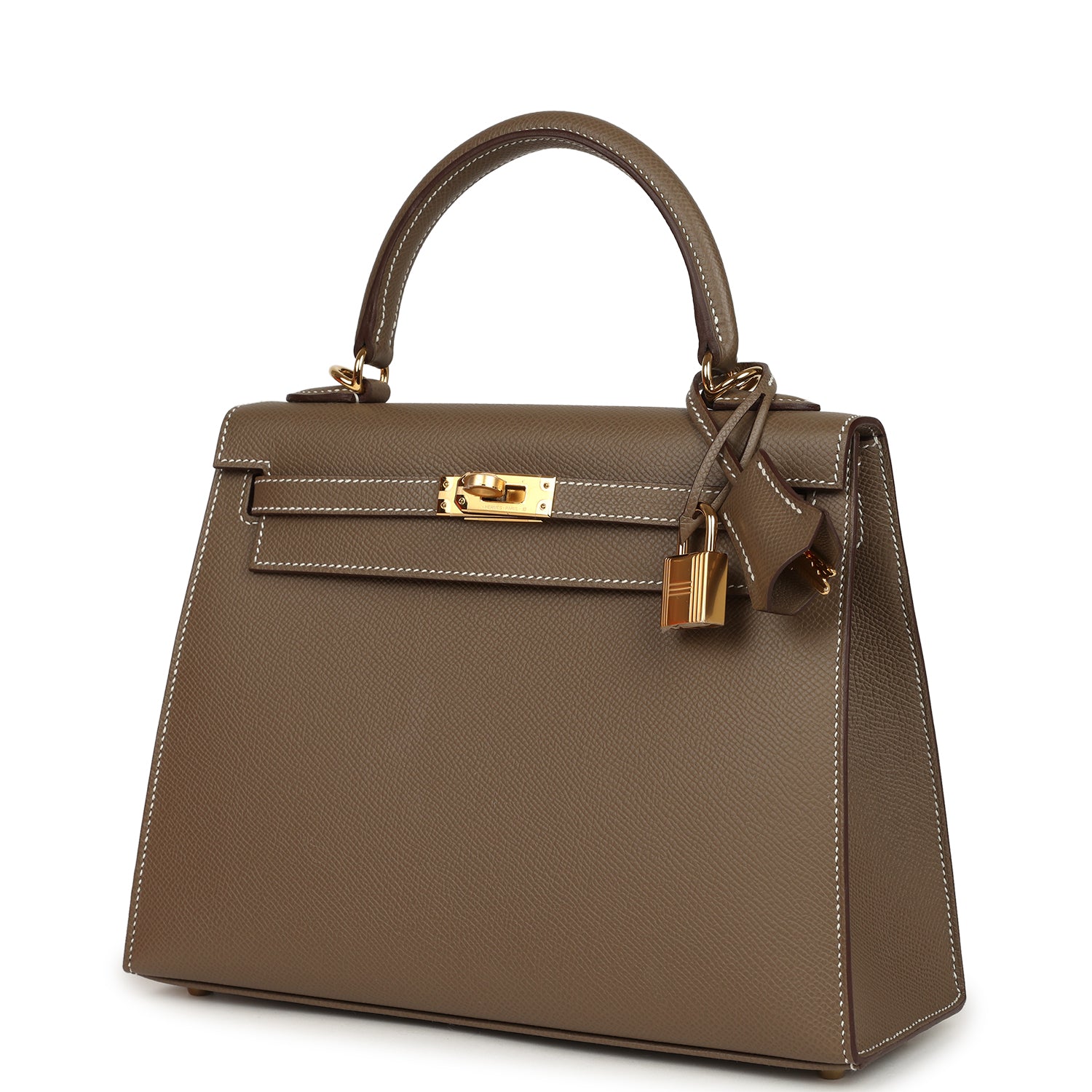 Kelly Sellier 25 Etoupe Epsom Gold Hardware Bag