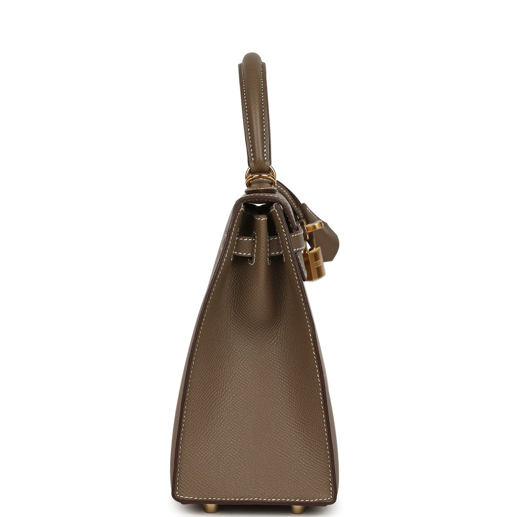 Kelly Sellier 25 Etoupe Epsom Gold Hardware Bag