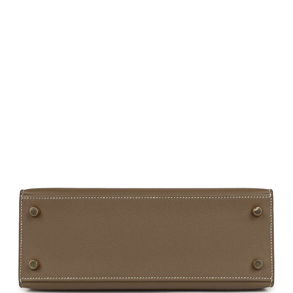Kelly Sellier 25 Etoupe Epsom Gold Hardware Bag
