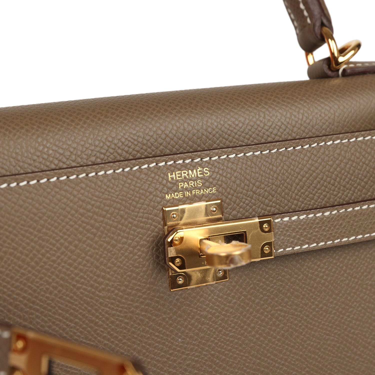 Kelly Sellier 25 Etoupe Epsom Gold Hardware Bag