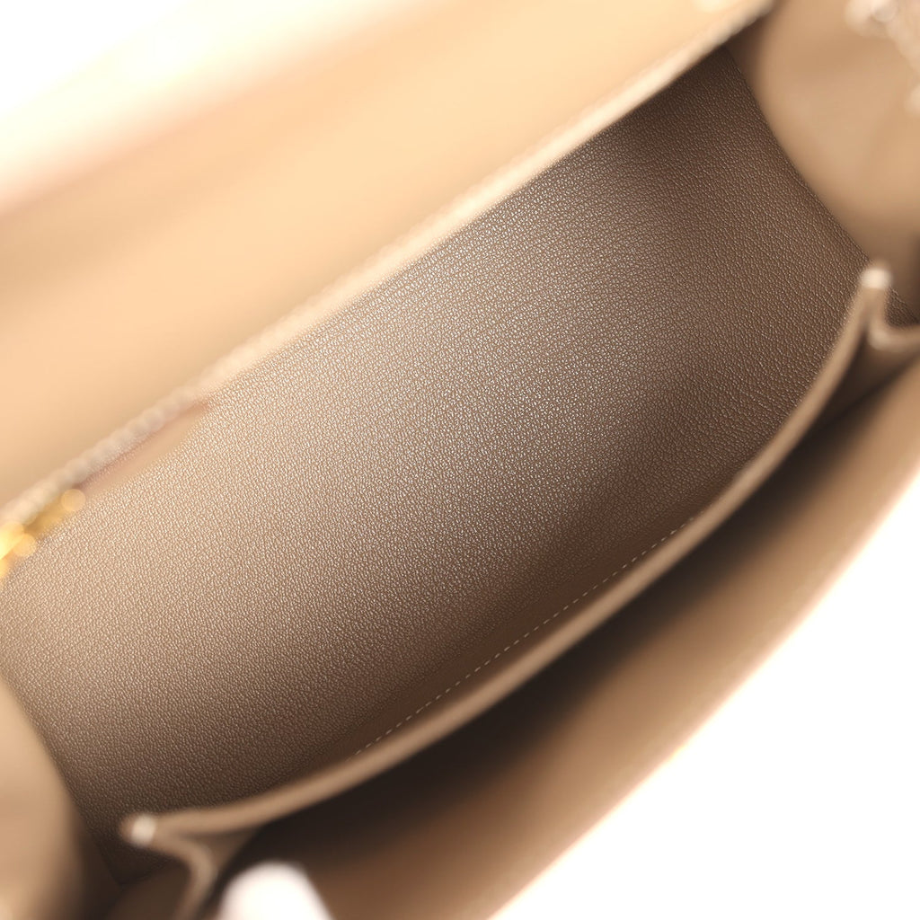 Kelly Sellier 25 Etoupe Epsom Gold Hardware Bag