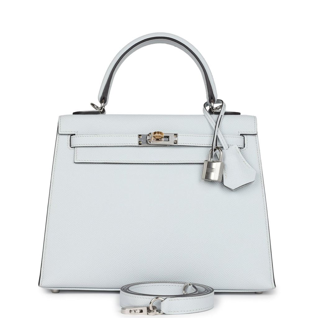 Kelly Sellier 25 Gris Platine Epsom Electrum Hardware Bag