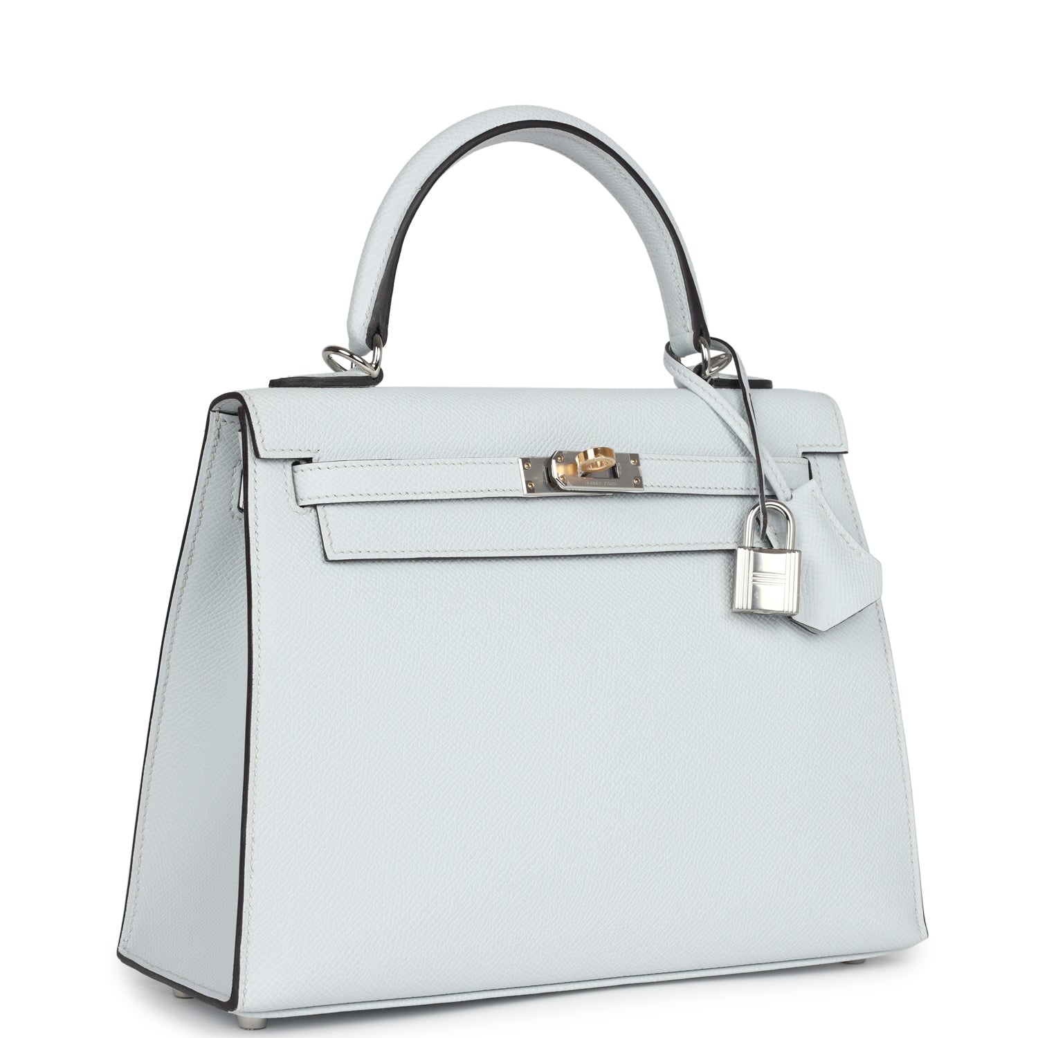 Kelly Sellier 25 Gris Platine Epsom Electrum Hardware Bag