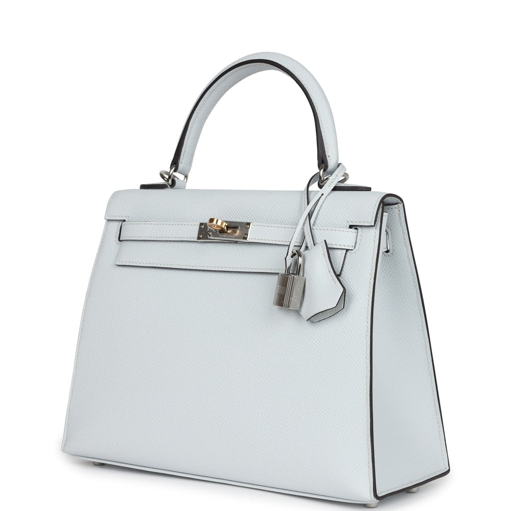 Kelly Sellier 25 Gris Platine Epsom Electrum Hardware Bag