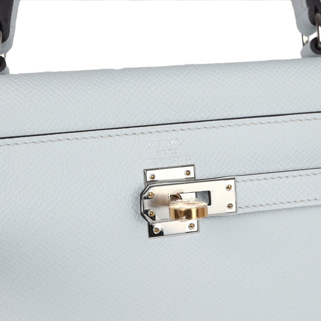 Kelly Sellier 25 Gris Platine Epsom Electrum Hardware Bag