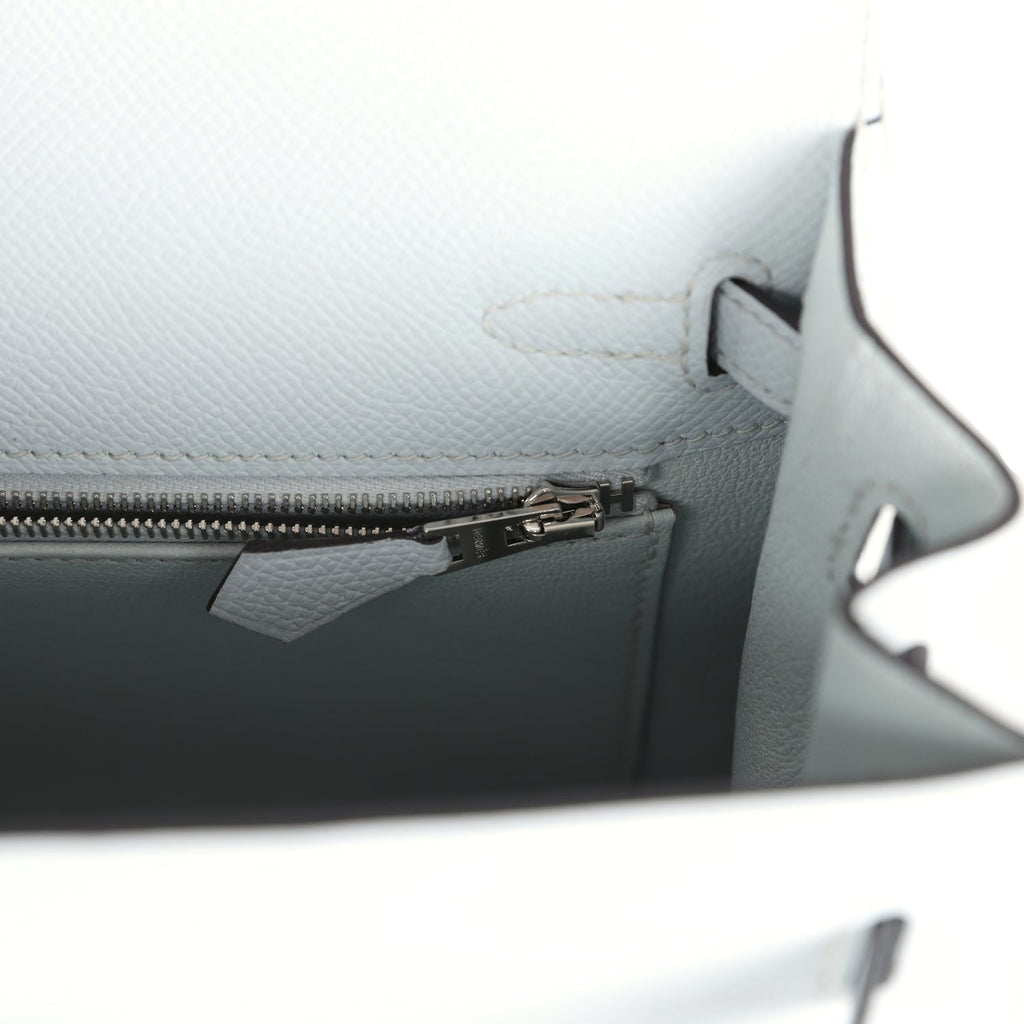Kelly Sellier 25 Gris Platine Epsom Electrum Hardware Bag