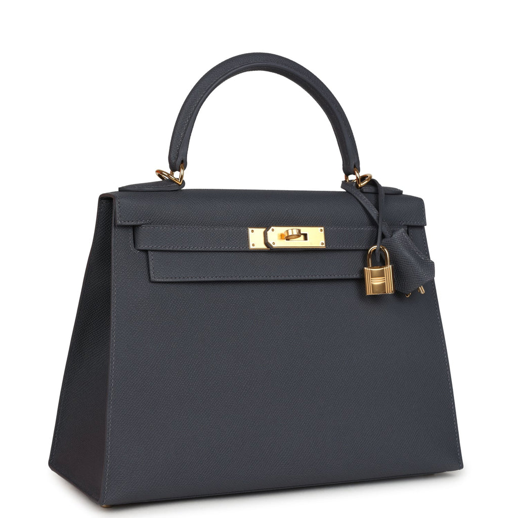 Kelly Sellier 28 Ardoise Epsom Gold Hardware Bag