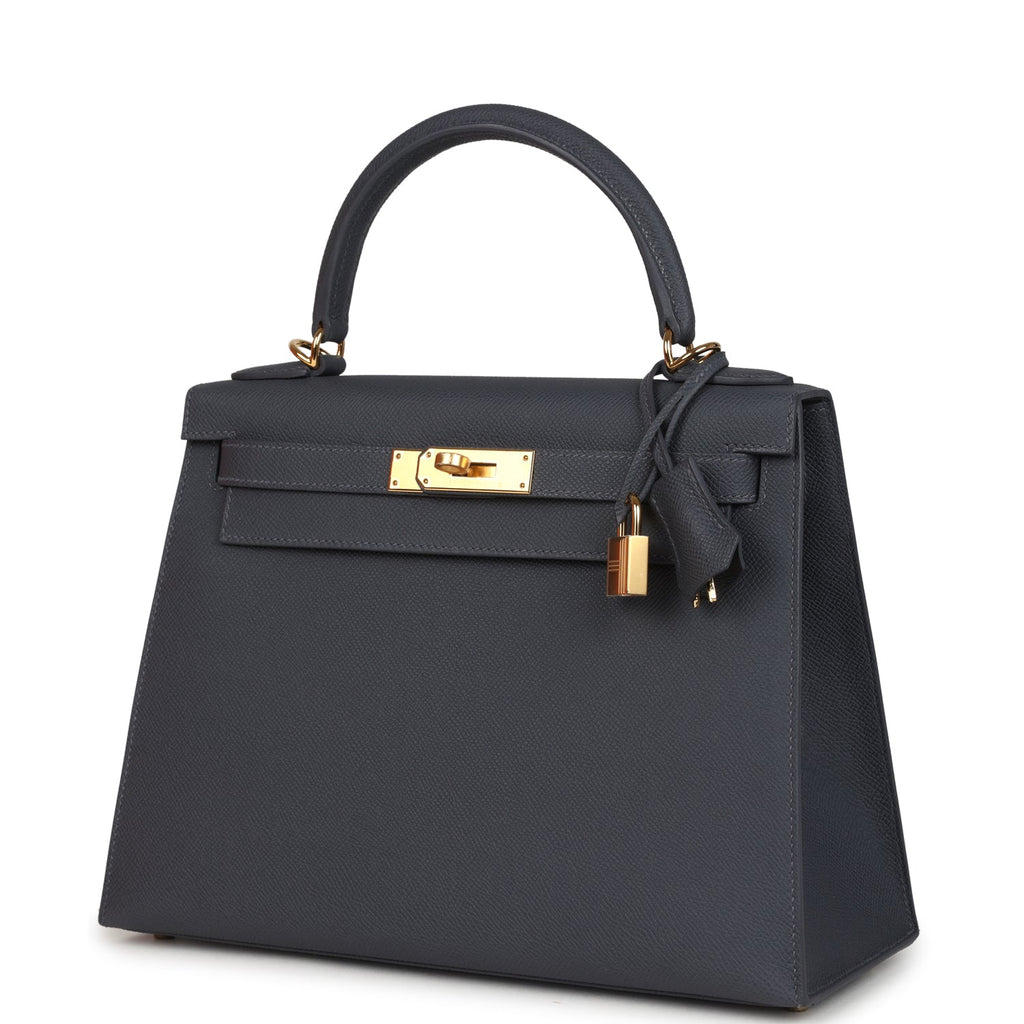 Kelly Sellier 28 Ardoise Epsom Gold Hardware Bag