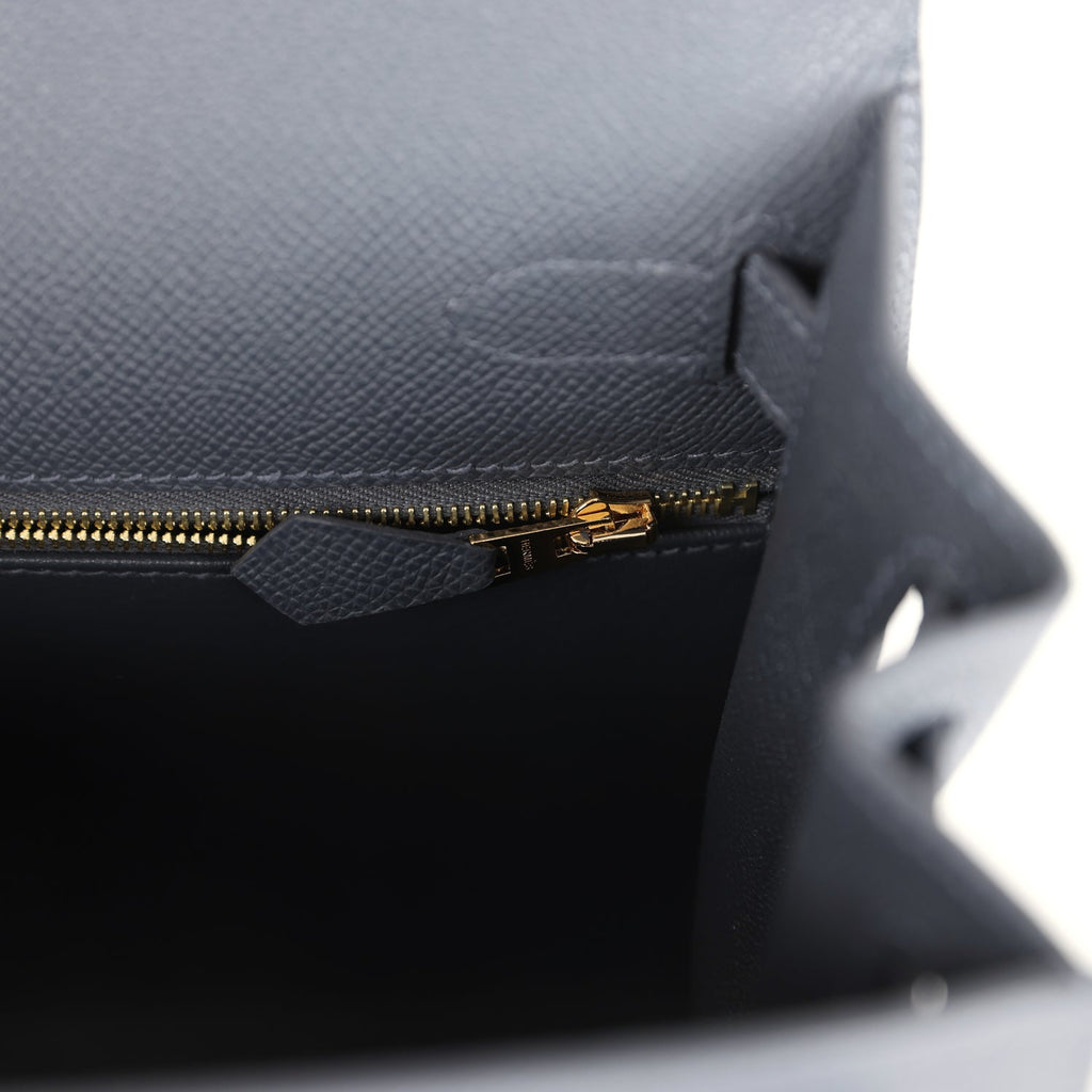 Kelly Sellier 28 Ardoise Epsom Gold Hardware Bag