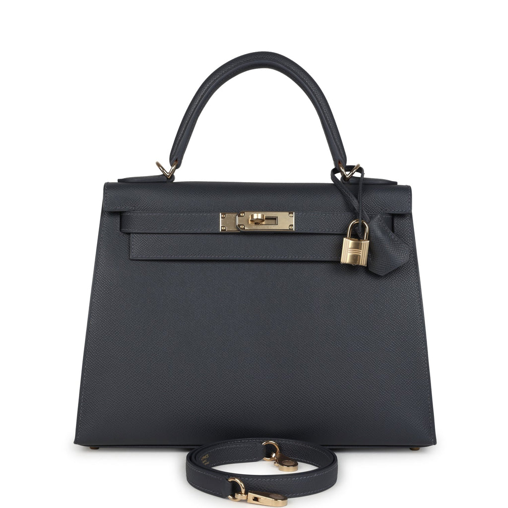 Kelly Sellier 28 Ardoise Epsom Permabrass Hardware Bag