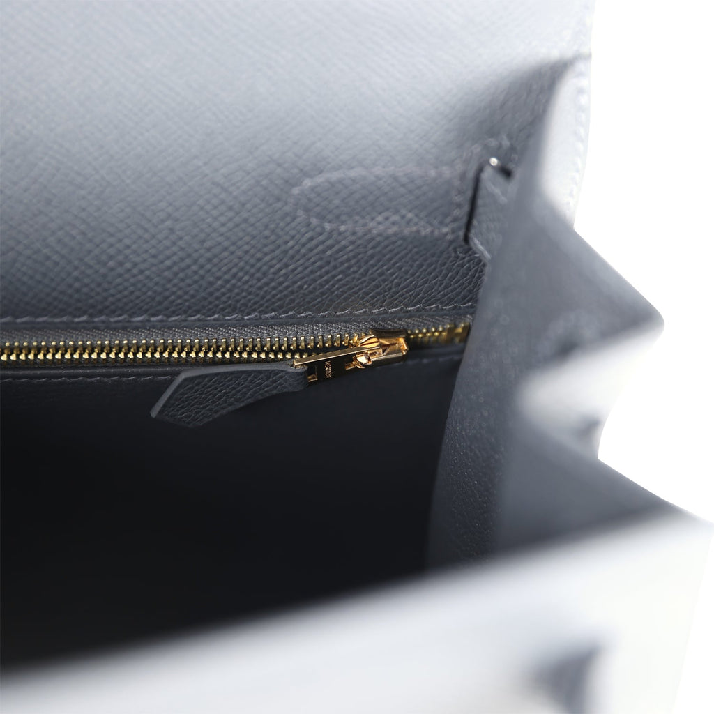 Kelly Sellier 28 Ardoise Epsom Permabrass Hardware Bag