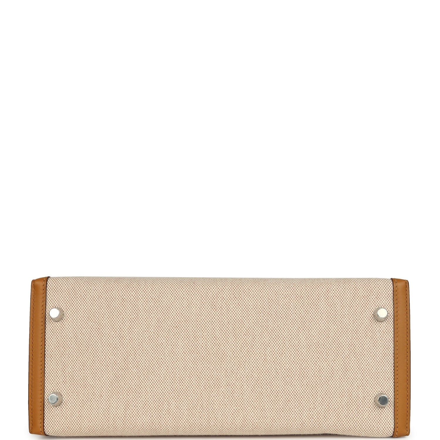 Kelly Sellier 28 Beige & Ecru Toile H Canvas and Sesame Swift Palladium Hardware Bag