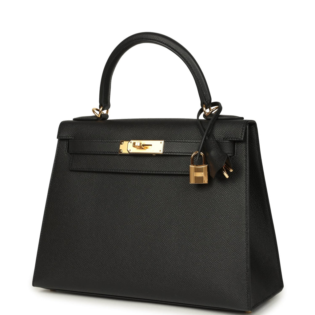 Kelly Sellier 28 Black Epsom Gold Hardware Bag