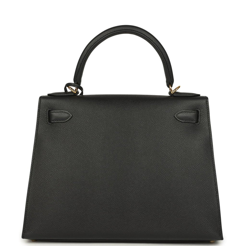 Kelly Sellier 28 Black Epsom Gold Hardware Bag