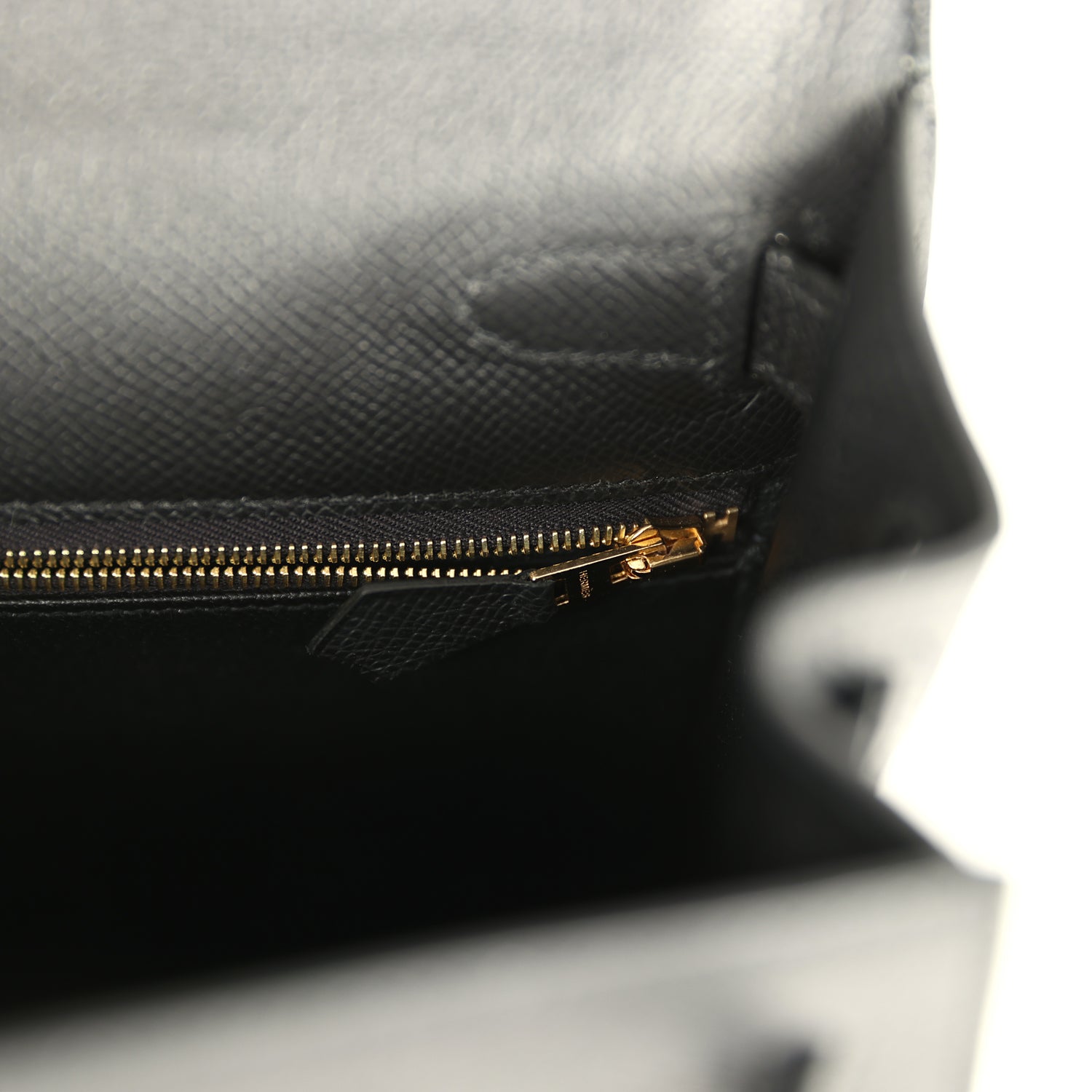 Kelly Sellier 28 Black Epsom Gold Hardware Bag