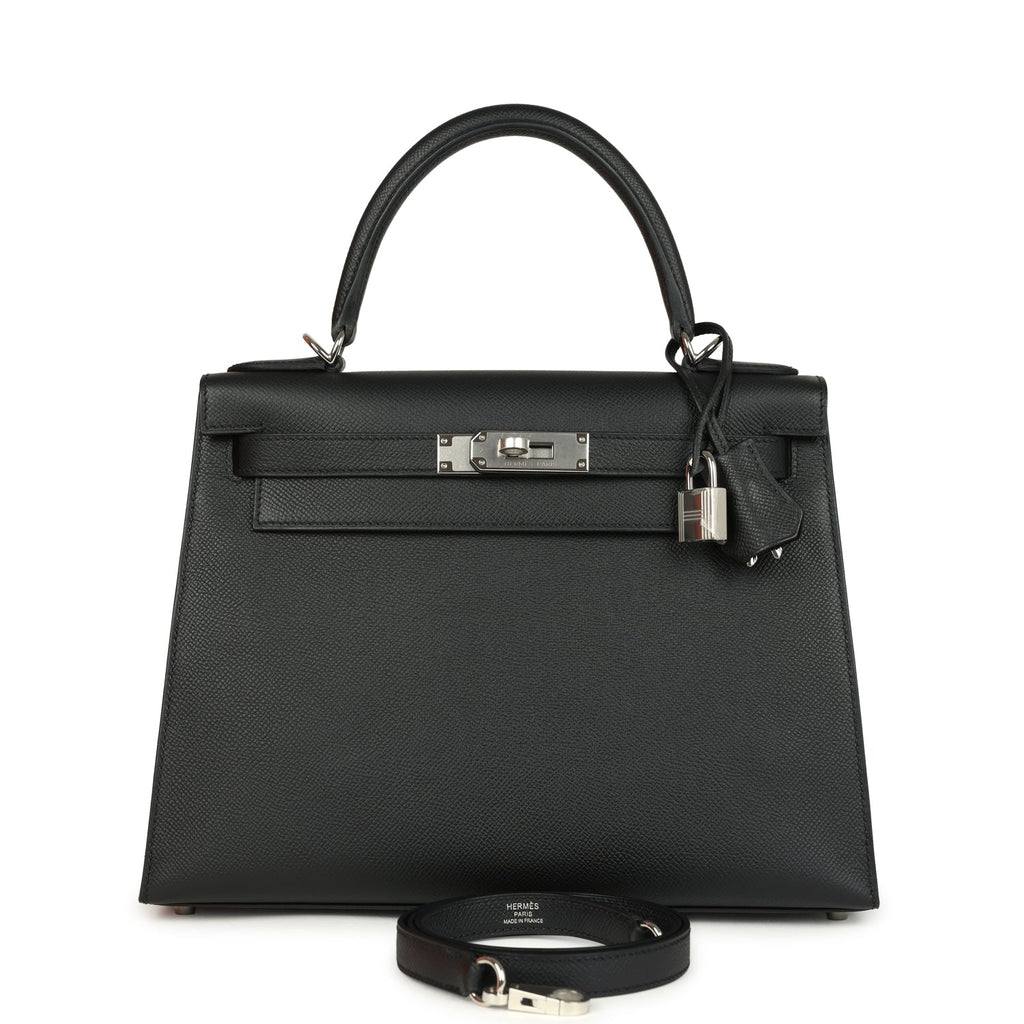 Kelly Sellier 28 Black Epsom Palladium Hardware Bag
