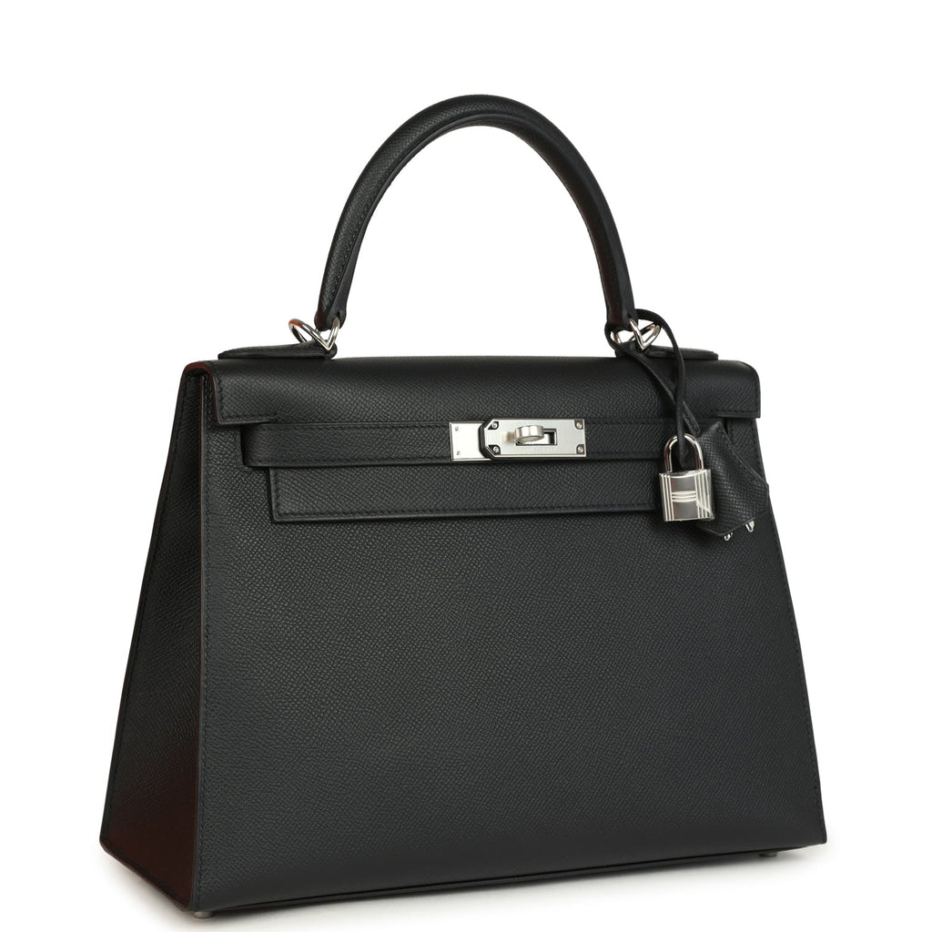 Kelly Sellier 28 Black Epsom Palladium Hardware Bag