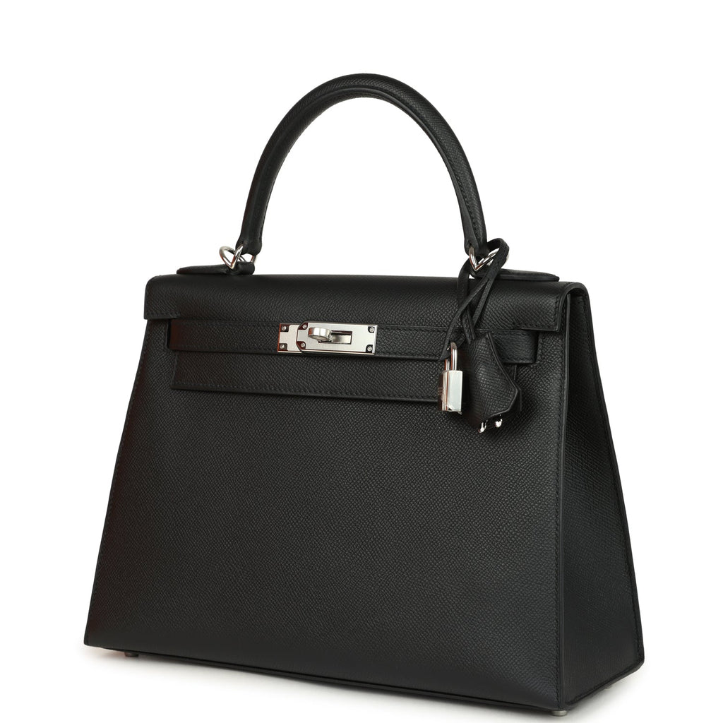 Kelly Sellier 28 Black Epsom Palladium Hardware Bag